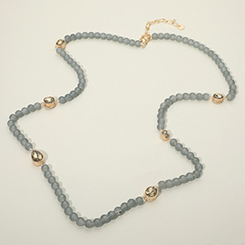 Stone Cluster Station Beaded Long Necklace