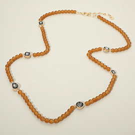 Stone Cluster Station Beaded Long Necklace