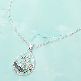 Abalone Seahorse Starfish Wave Teardrop Pendant Necklace