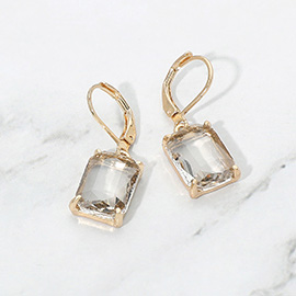 Rectangular Glass Stone Drop Dangle Earrings