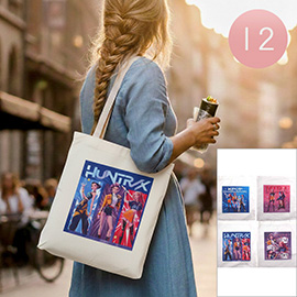 12PCS - Kpop Demon Hunters HUNTRIX Graphic Printed Tote Bags