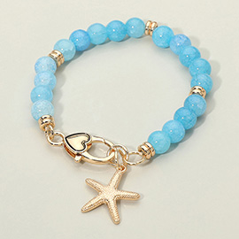 Starfish Charm Beaded Stretch Bracelet