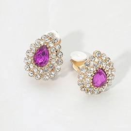 Teardrop Cluster Evening Clip On Earrings