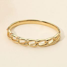Stainless Steel Chain Link Hinged Bangle Bracelet