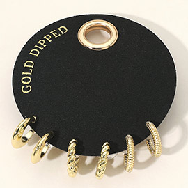 SECRET BOX_3 Pairs Gold Dipped Mini Hoop Earring Set