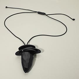 Layered Resin Cone Pendant Adjustable Long Necklace