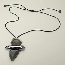 Geometric Stackable Resin Pendant Adjustable Long Necklace