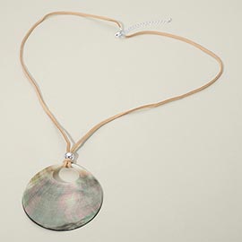 Abalone Organic Disc Pendant Long Necklace