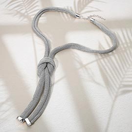 Modern Knot Accent Mesh Long Statement Necklace