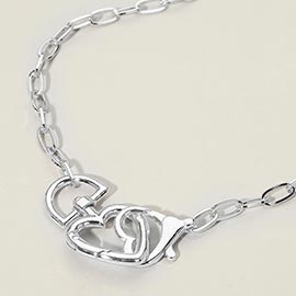 Metal Heart Link Paperclip Chain Necklace