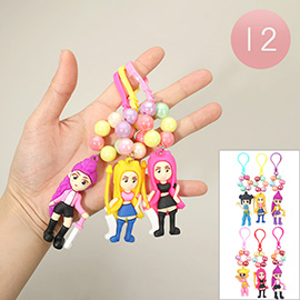12PCS - Kpop Demon Hunters Cartoon Character Beaded Keychains