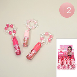 12PCS - Pearl Bow Heart Beaded Charm Kiss Lip Gloss