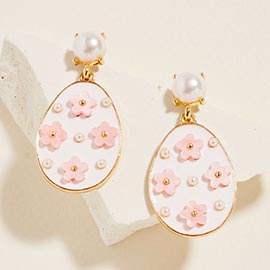 Floral Easter Egg Drop Dangle Earrings