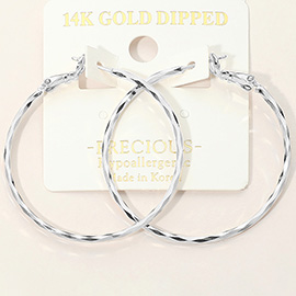 14K Gold Dipped Hypoallergenic Twisted Hoop Earrings