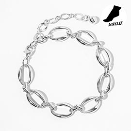 White Gold Dipped Oval Link Chain Anklet