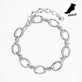 White Gold Dipped Bold Oval Link Chain Anklet