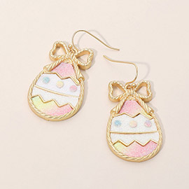 Bow Glitter Easter Egg Dangle Earrings