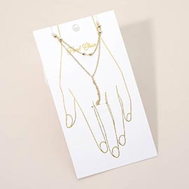 Delicate Beaded Accent Layered Hand Chain Bracelet