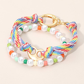 2PCS - Colorful Pearl Beaded Stretch Rope Bracelets