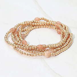 5PCS - Faceted Disc Beaded Stretch Multi Layered Bracelets