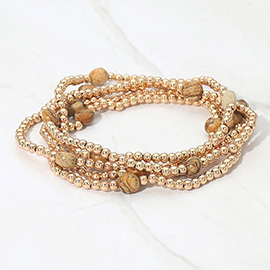 5PCS - Faceted Disc Beaded Stretch Multi Layered Bracelets