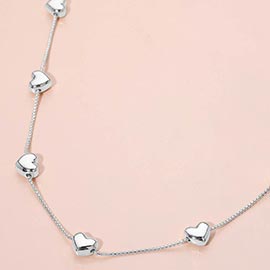 Metal Heart Charm Station Necklace