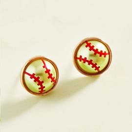 Pearly Softball Stud Earrings