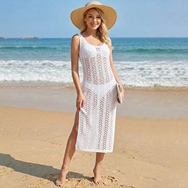 Elegant Crochet Cover Up Sleeveless Maxi Dress
