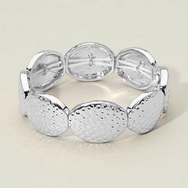 Hammered Metal Oval Beaded Stretch Bracelet