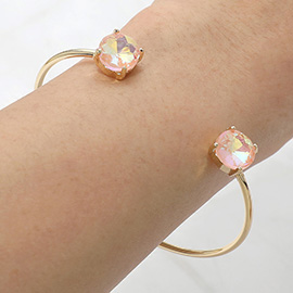 Faceted Round Stone Cluster Tip Cuff Bracelet