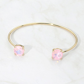 Faceted Round Stone Cluster Tip Cuff Bracelet