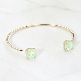 Faceted Round Stone Cluster Tip Cuff Bracelet