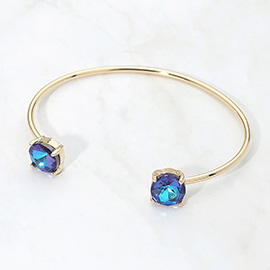 Faceted Round Stone Cluster Tip Cuff Bracelet