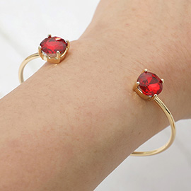 Faceted Round Stone Cluster Tip Cuff Bracelet
