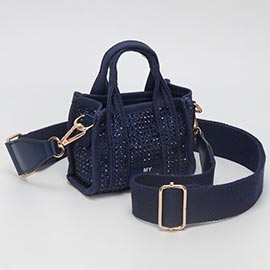 Rhinestone Studded Mini Top Handle Crossbody Bag