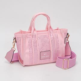 Rhinestone Studded Small Top Handle Crossbody Bag