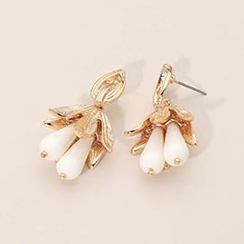 Sculpted Leaf Drop Charm Earrings