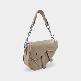 Faux Leather Mini Saddle Shoulder Crossbody Bag