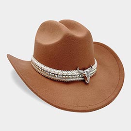 Steer Head Studded Accent Band Cowboy Hat