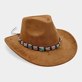 Boho Stone Accent Braided Band Western Cowboy Hat