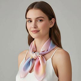Aurora Printed Square Silky Satin Bandana Scarf