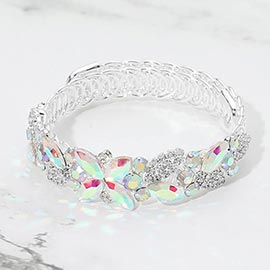 Marquise Stone Cluster Floral Embellished Adjustable Evening Bracelet