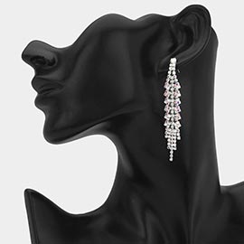Rhinestone Pave Fringe Drop Evening Earrings