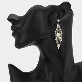Rhinestone Pave Tiered Drop Evening Earrings