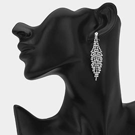 Rhinestone Pave Tiered Drop Evening Earrings
