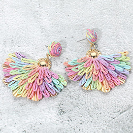 Raffia Fan Drop Dangle Earrings