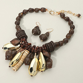 Bold Multi Charm Beaded Chunky Statement Necklace