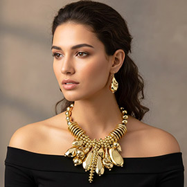 Bold Multi Charm Beaded Chunky Statement Necklace