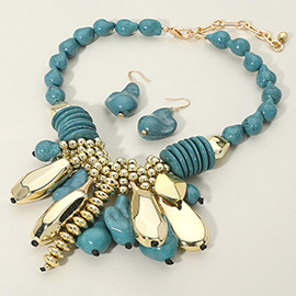 Bold Multi Charm Beaded Chunky Statement Necklace
