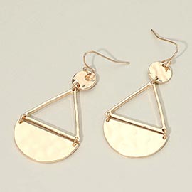 Geometric Hammered Metal Triangle Drop Earrings